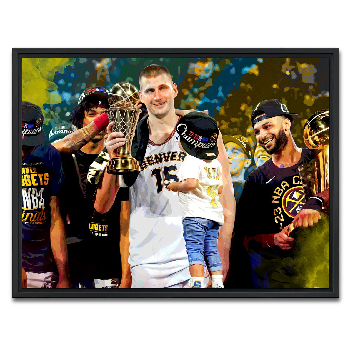 AUTO-MOCKUP WHITE | Nuggets Finals Champs | 1 Piece | Black Framed Canvas | group=4x3