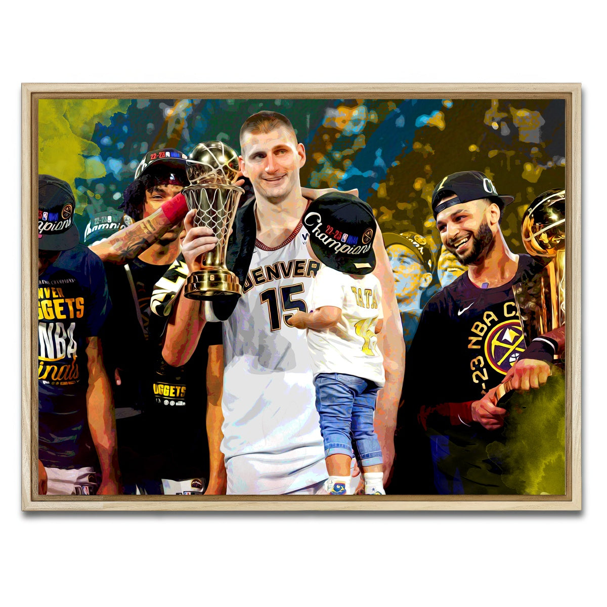 AUTO-MOCKUP WHITE | Nuggets Finals Champs | 1 Piece | Natural Framed Canvas | group=4x3