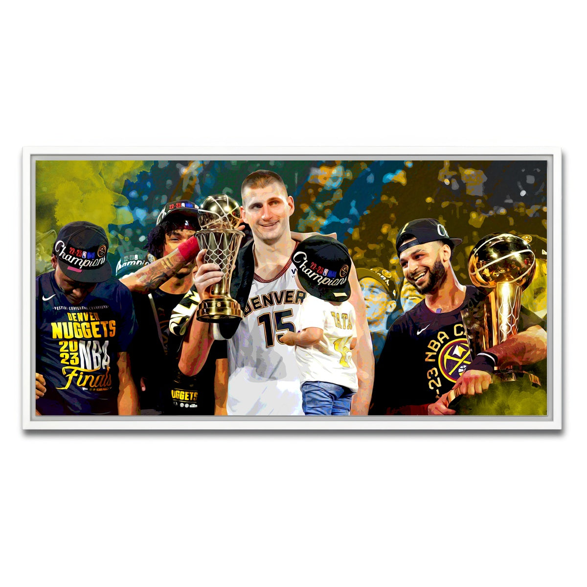 AUTO-MOCKUP WHITE | Nuggets Finals Champs | 1 Piece | White Framed Canvas | group=2x1