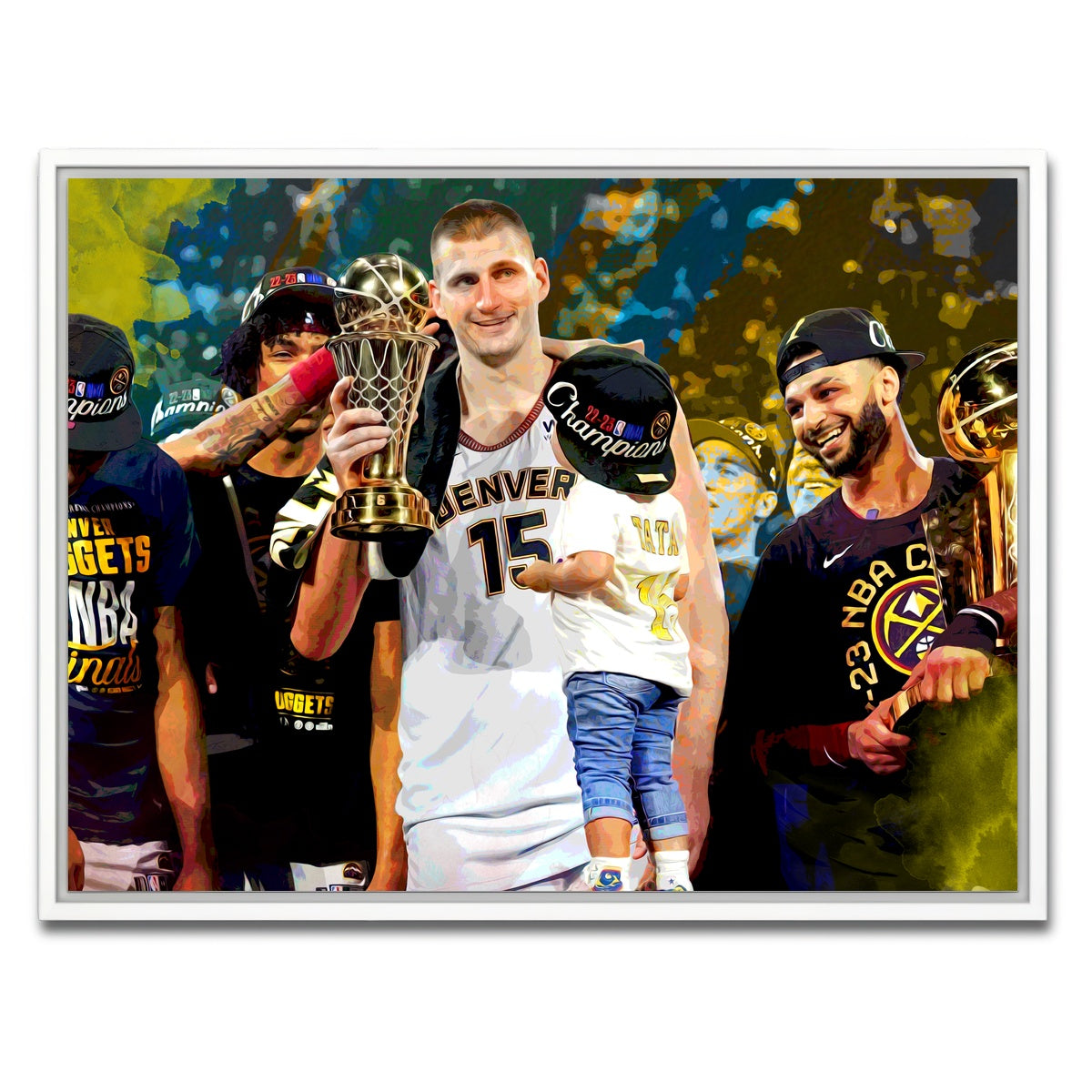 AUTO-MOCKUP WHITE | Nuggets Finals Champs | 1 Piece | White Framed Canvas | group=4x3