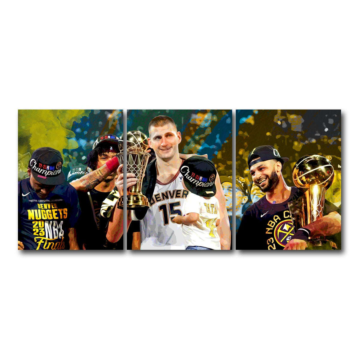 AUTO-MOCKUP WHITE | Nuggets Finals Champs | 3 Piece | Gallery Wrap Canvas | group=18x24