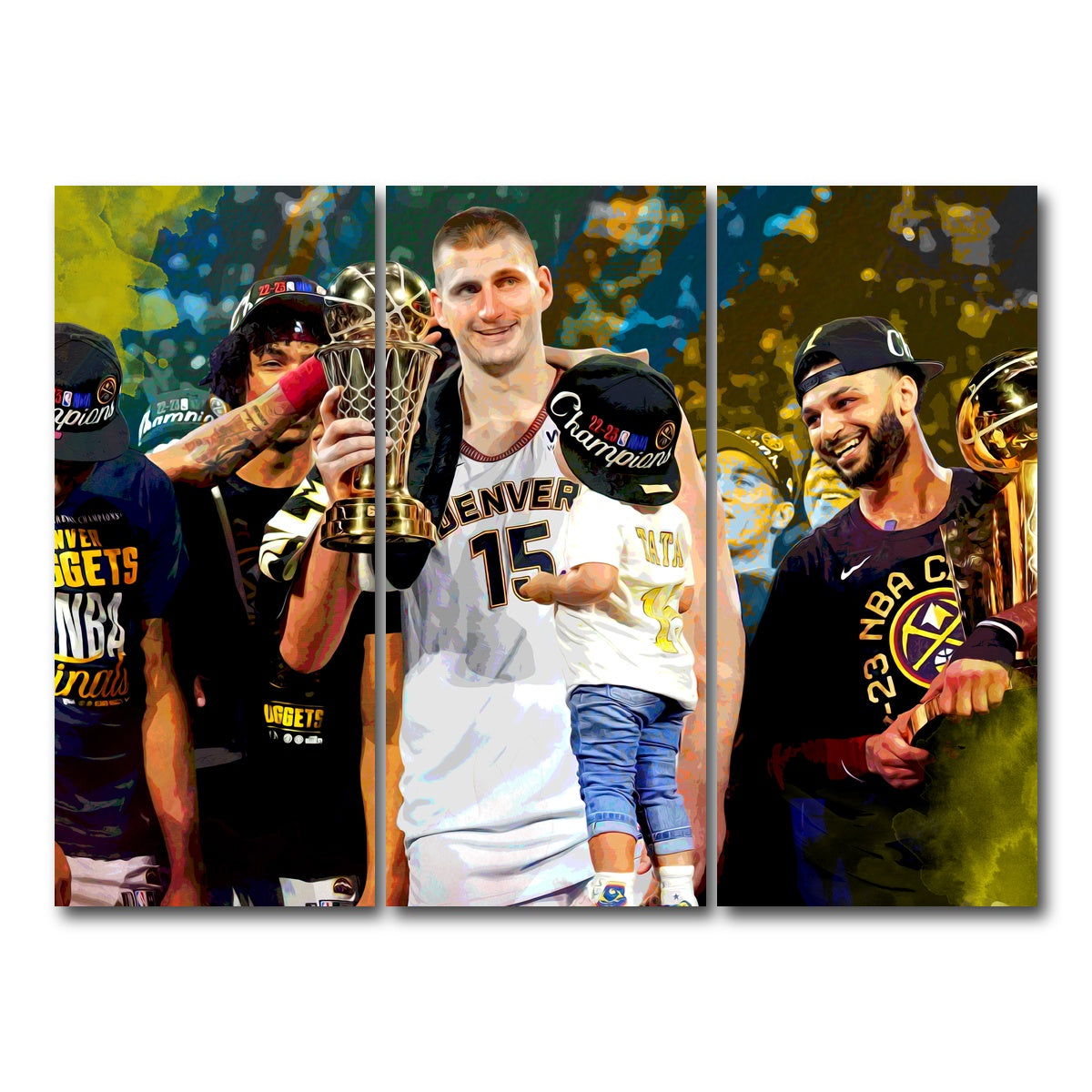 AUTO-MOCKUP WHITE | Nuggets Finals Champs | 3 Piece | Gallery Wrap Canvas | group=8x18