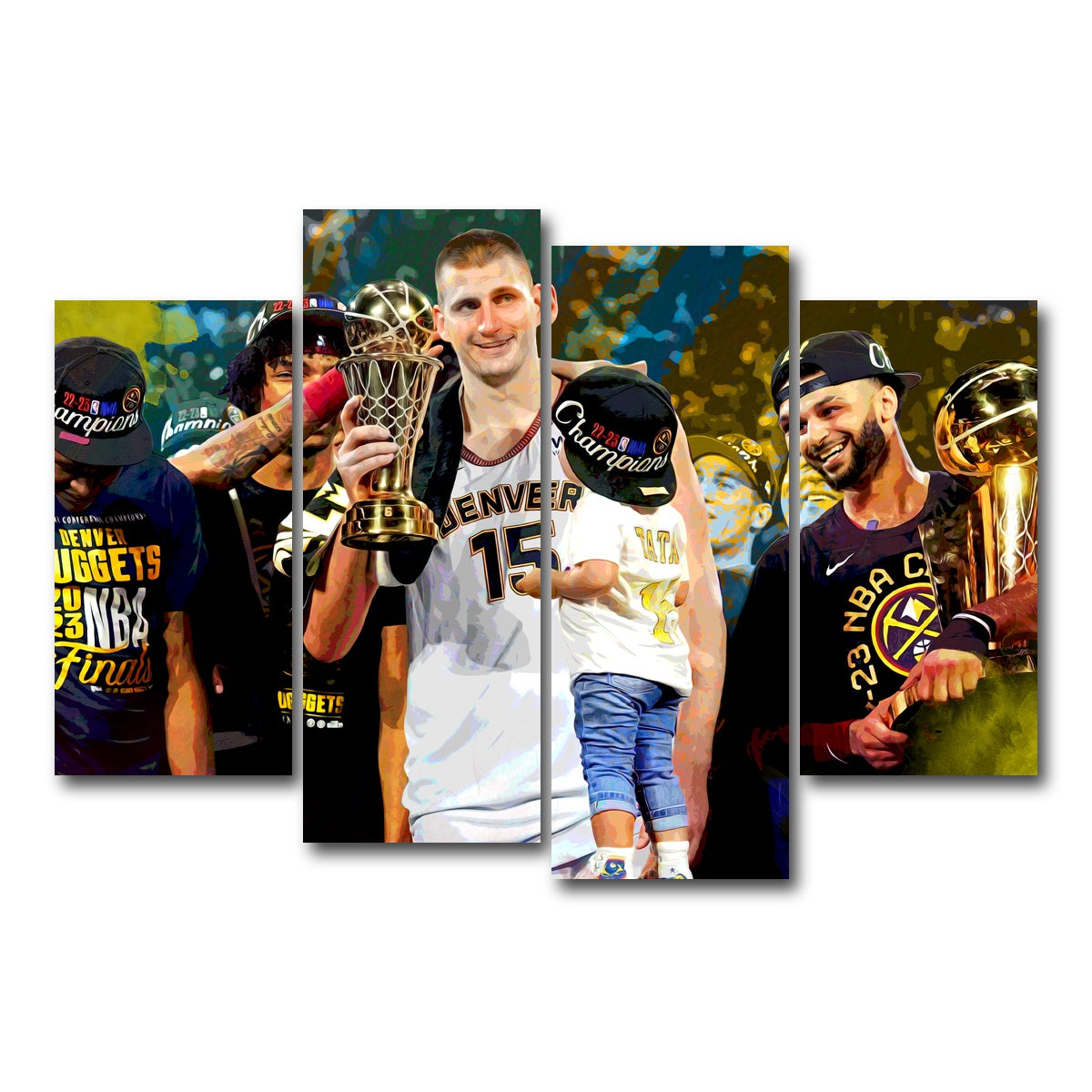 AUTO-MOCKUP WHITE | Nuggets Finals Champs | 4 Piece | Gallery Wrap Canvas | group=4_short