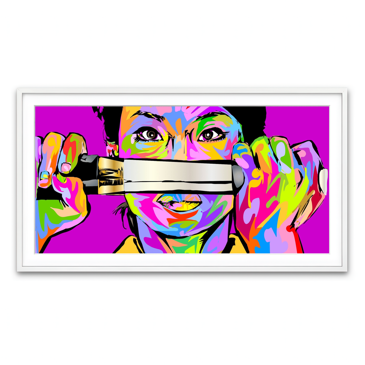 Framed Print 2x1 White