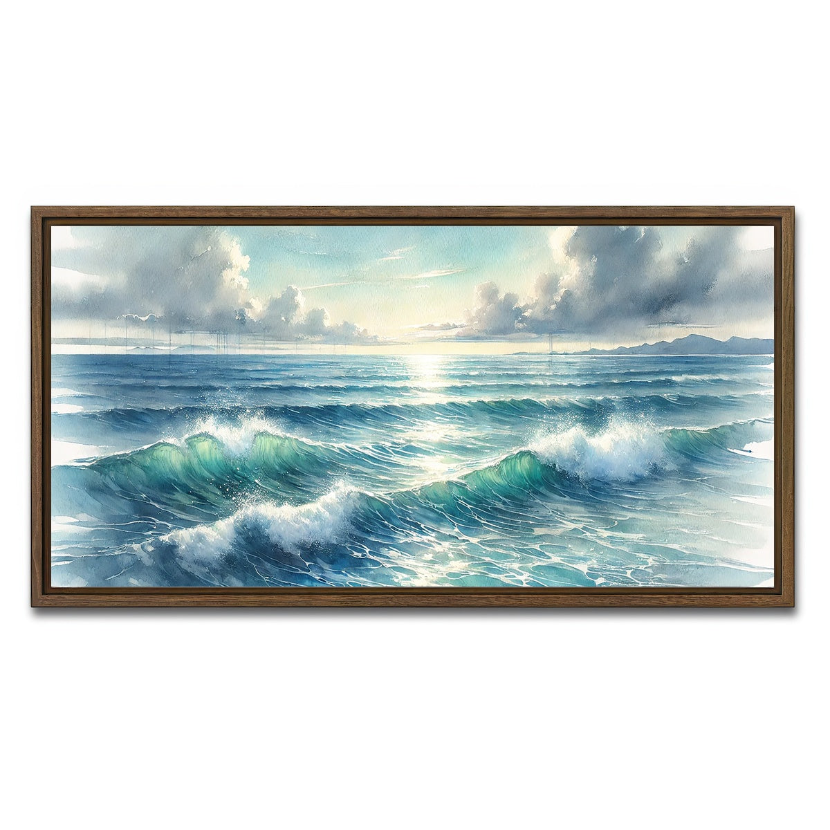 AUTO-MOCKUP WHITE | Ocean Horizon | 1 Piece | Walnut Framed Canvas | group=2x1