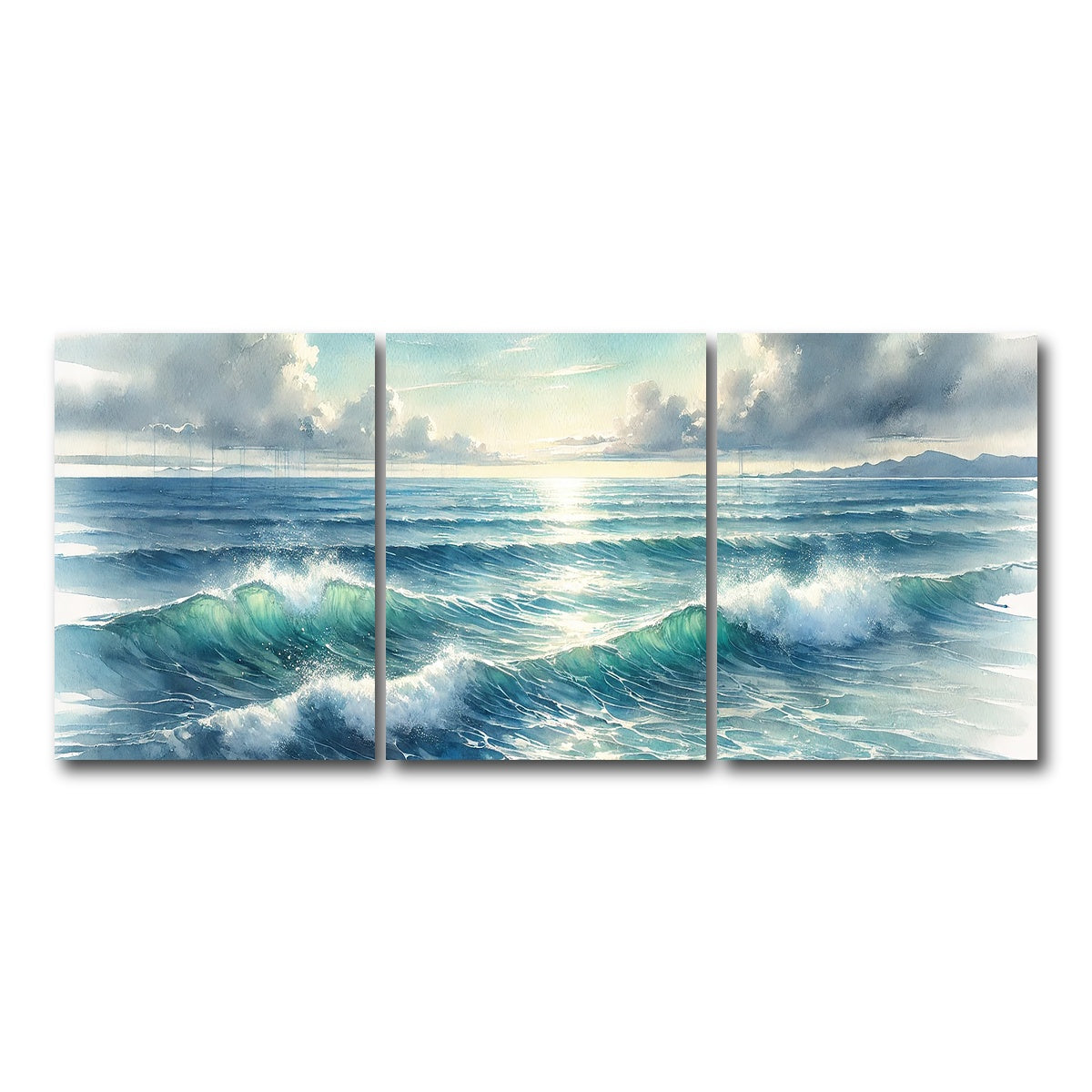 AUTO-MOCKUP WHITE | Ocean Horizon | 3 Piece | Gallery Wrap Canvas | group=18x24