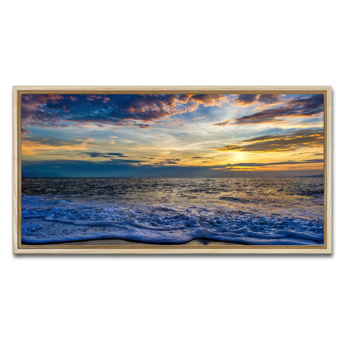 AUTO-MOCKUP WHITE | Ocean Landscape | 1 Piece | Natural Framed Canvas | group=2x1
