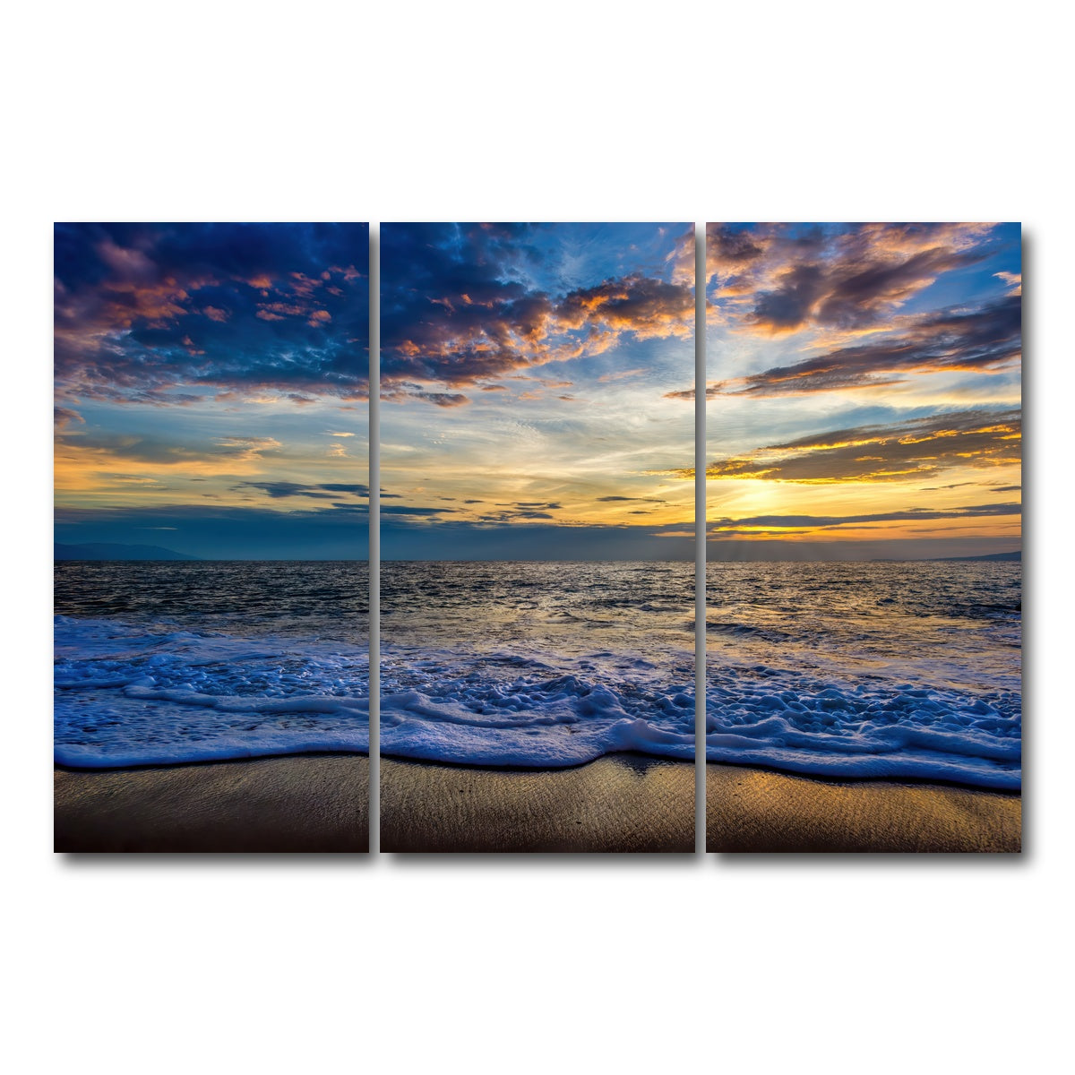 AUTO-MOCKUP WHITE | Ocean Landscape | 3 Piece | Gallery Wrap Canvas | group=12x24