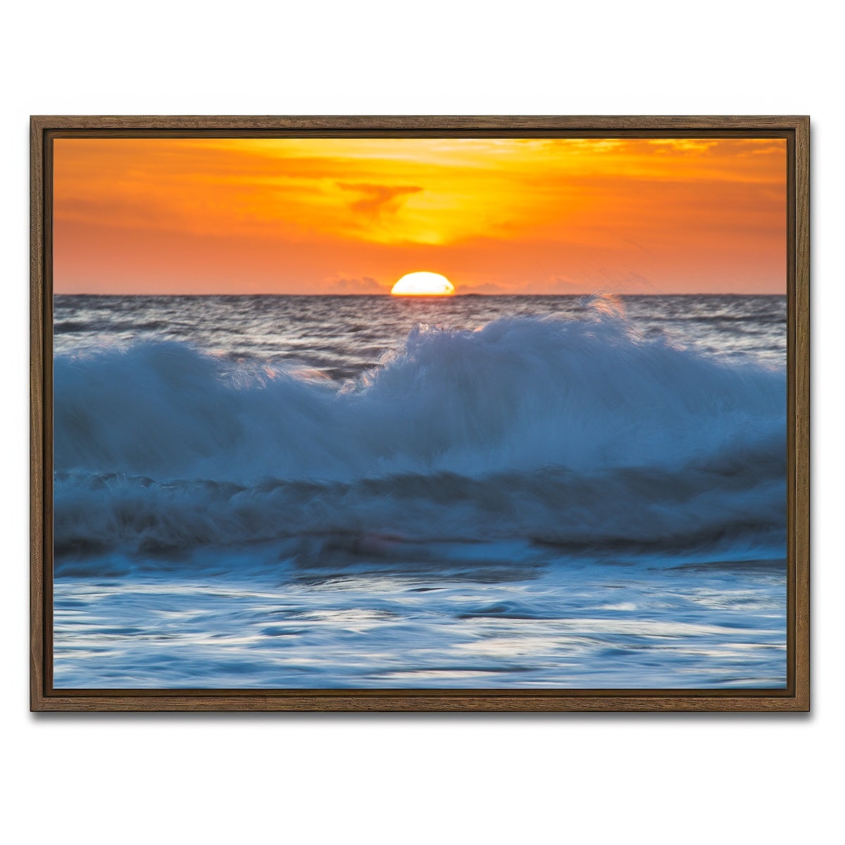 AUTO-MOCKUP WHITE | Ocean Sunrise | 1 Piece | Walnut Framed Canvas | group=4x3