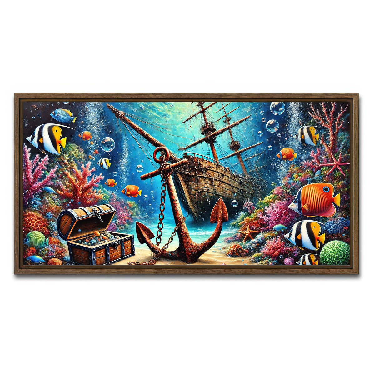 AUTO-MOCKUP WHITE | Ocean Treasures | 1 Piece | Walnut Framed Canvas | group=2x1