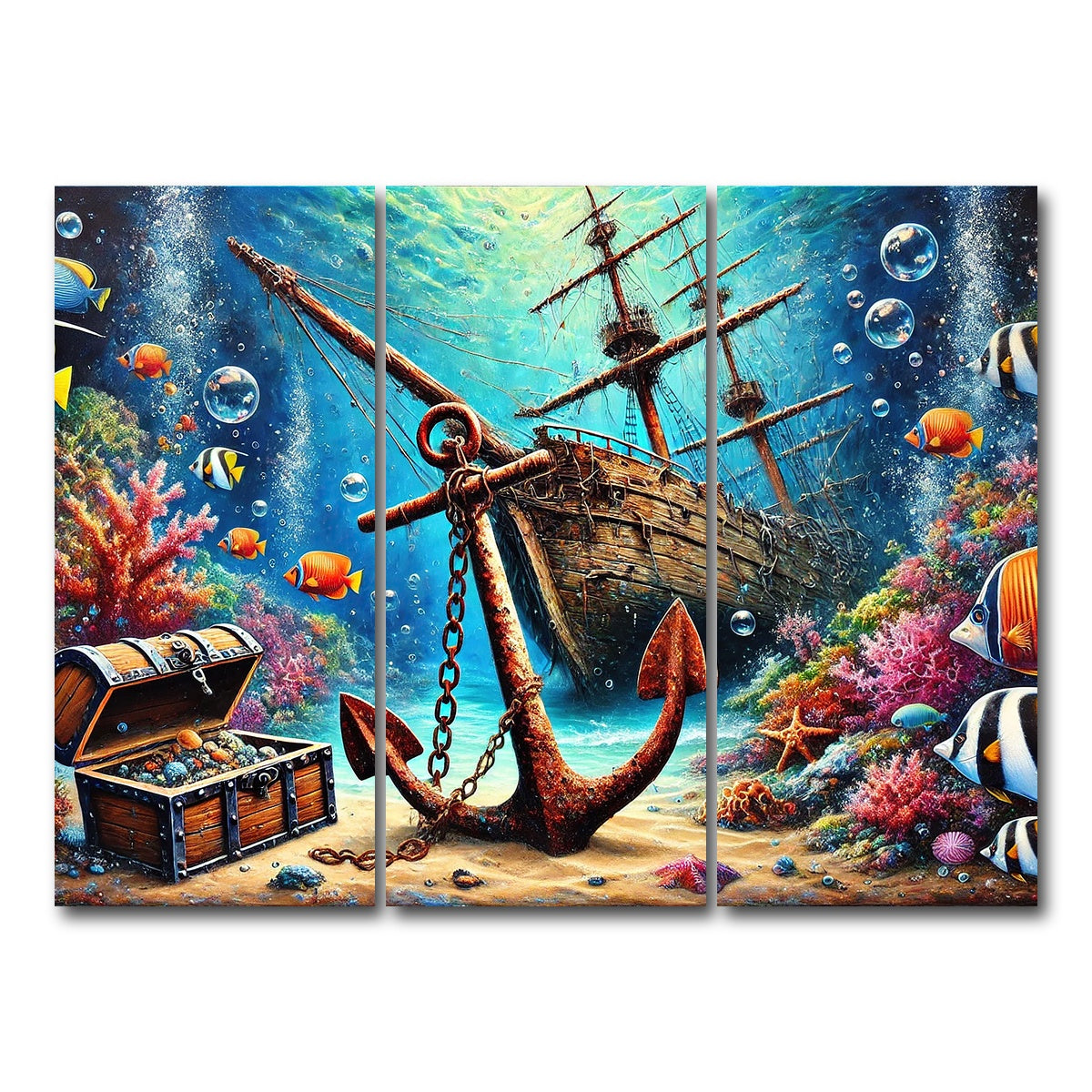 AUTO-MOCKUP WHITE | Ocean Treasures | 3 Piece | Gallery Wrap Canvas | group=8x18