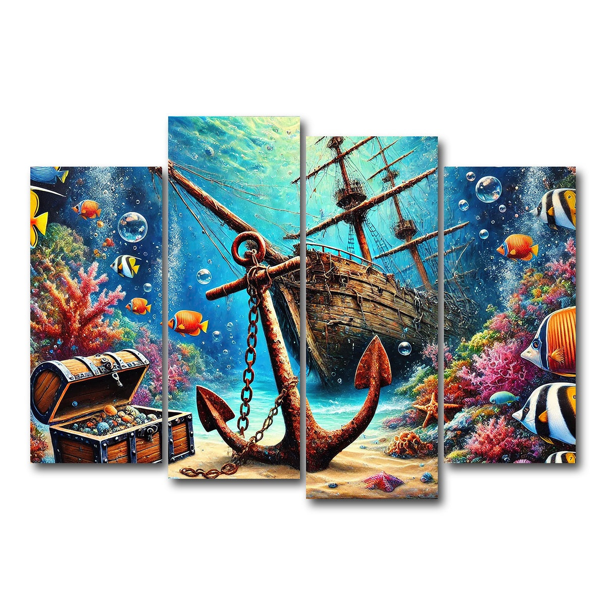 AUTO-MOCKUP WHITE | Ocean Treasures | 4 Piece | Gallery Wrap Canvas | group=4_normal