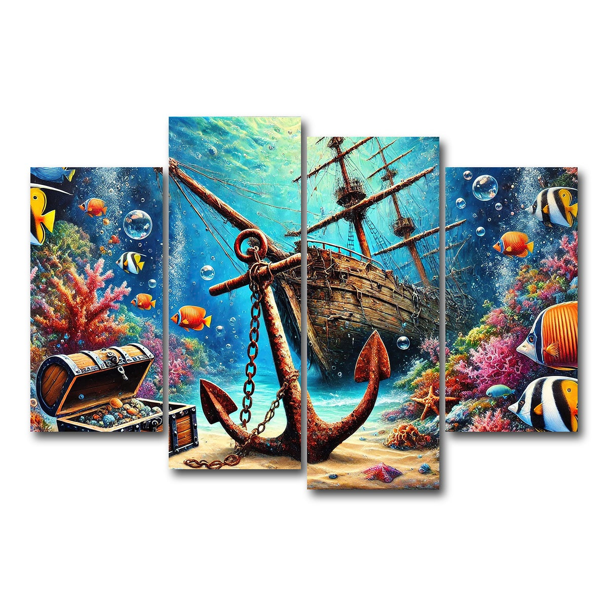 AUTO-MOCKUP WHITE | Ocean Treasures | 4 Piece | Gallery Wrap Canvas | group=4_short