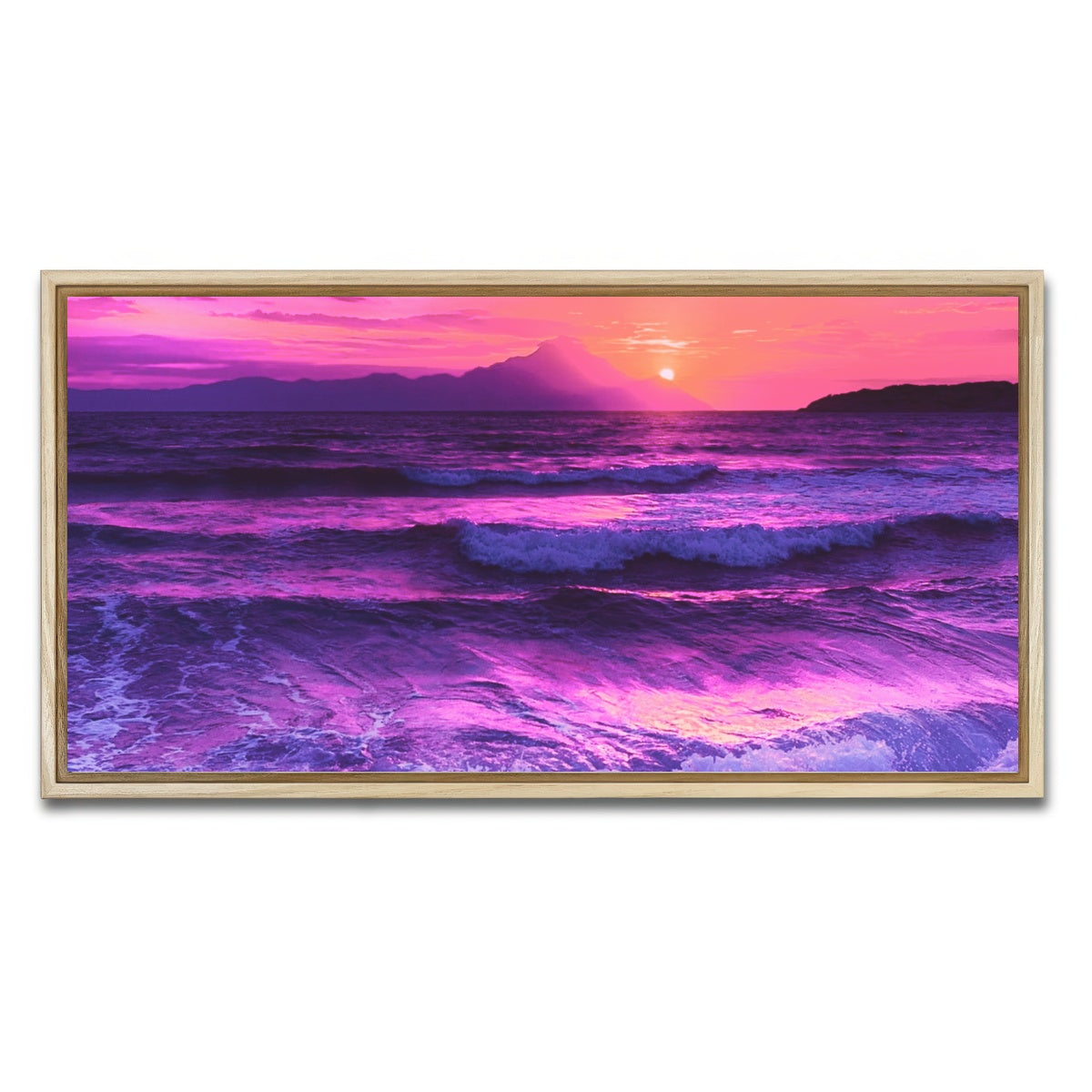 AUTO-MOCKUP WHITE | Oceanview at Sunset | 1 Piece | Natural Framed Canvas | group=2x1