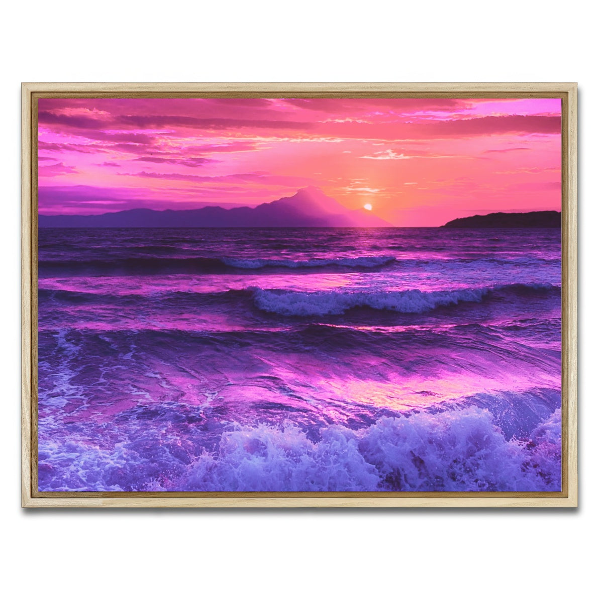 AUTO-MOCKUP WHITE | Oceanview at Sunset | 1 Piece | Natural Framed Canvas | group=4x3