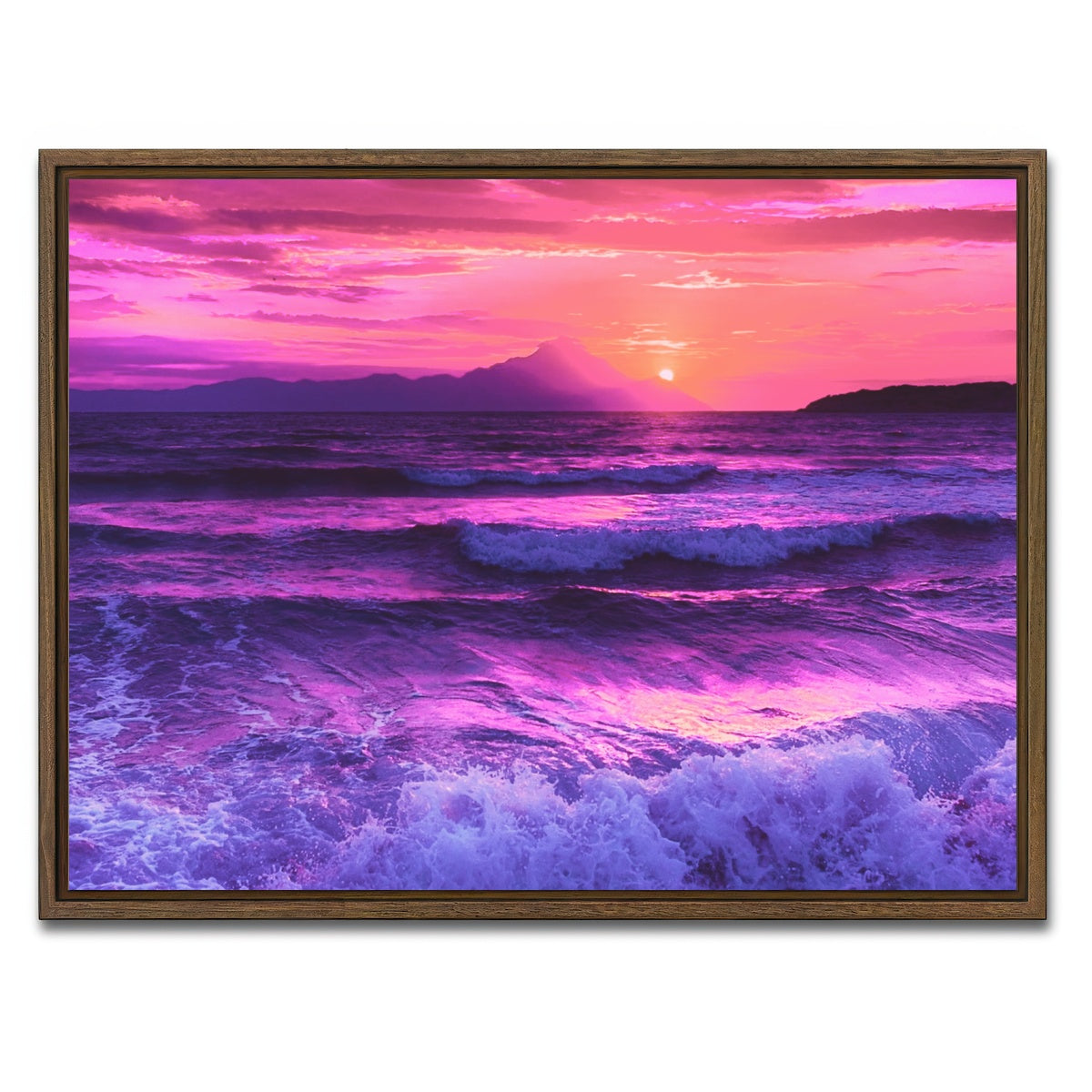 AUTO-MOCKUP WHITE | Oceanview at Sunset | 1 Piece | Walnut Framed Canvas | group=4x3