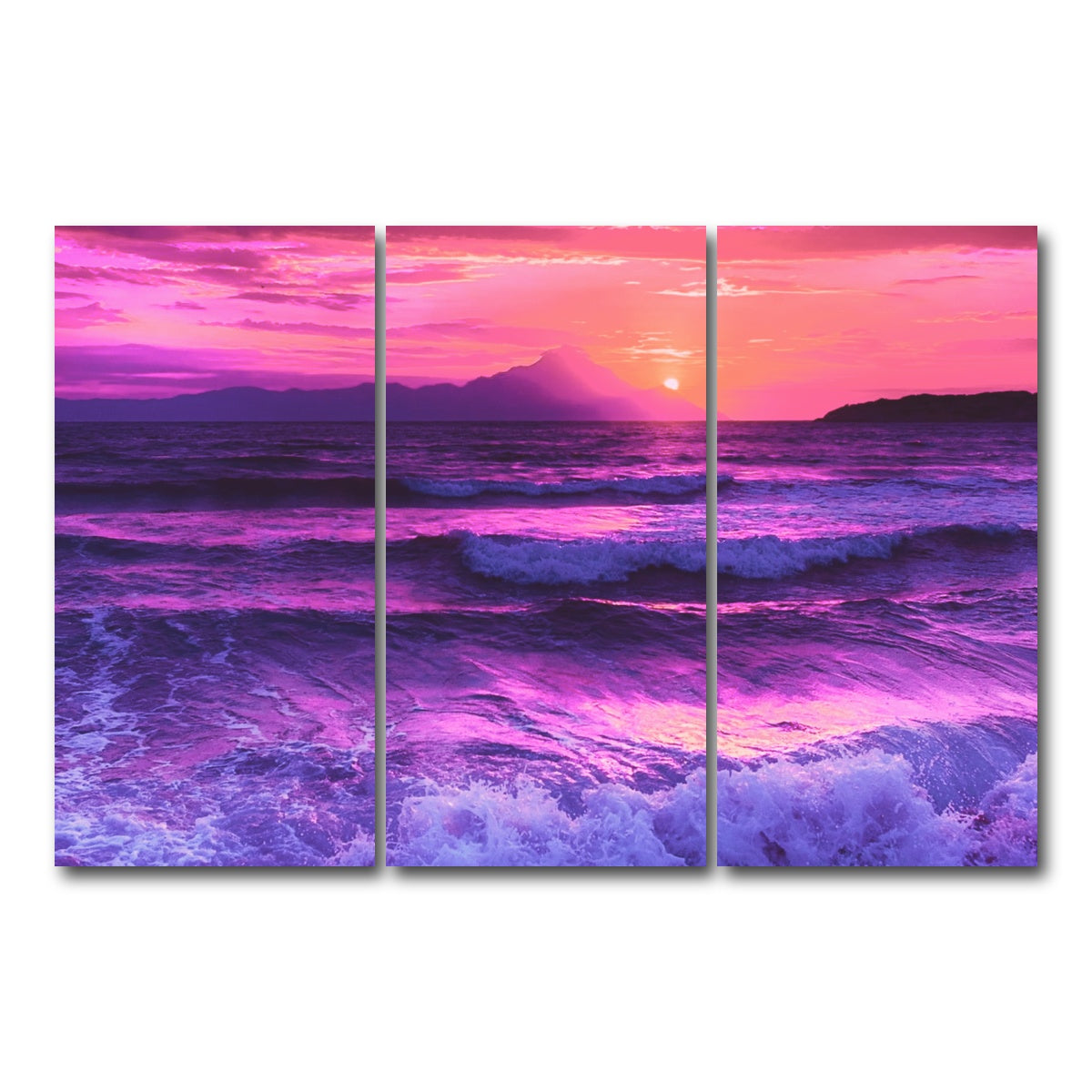 AUTO-MOCKUP WHITE | Oceanview at Sunset | 3 Piece | Gallery Wrap Canvas | group=12x24