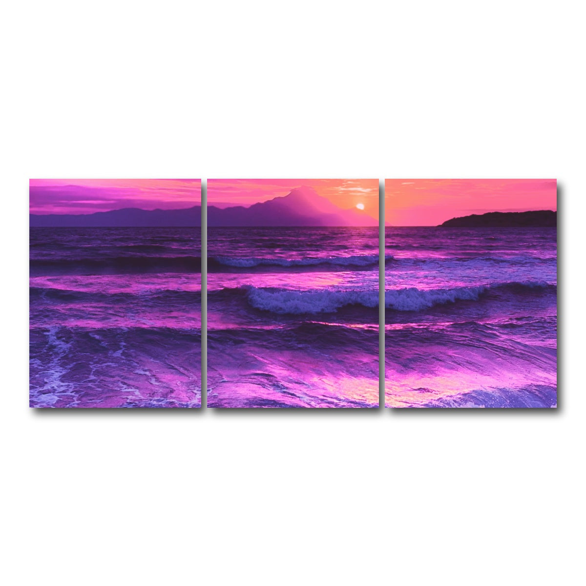 AUTO-MOCKUP WHITE | Oceanview at Sunset | 3 Piece | Gallery Wrap Canvas | group=18x24