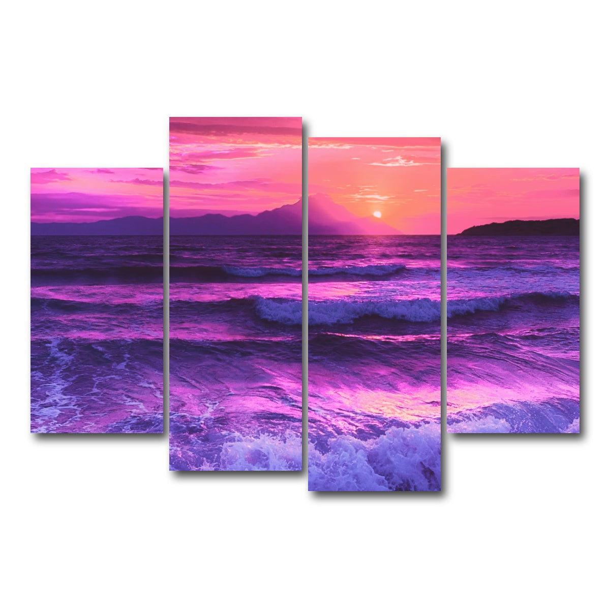 AUTO-MOCKUP WHITE | Oceanview at Sunset | 4 Piece | Gallery Wrap Canvas | group=4_short