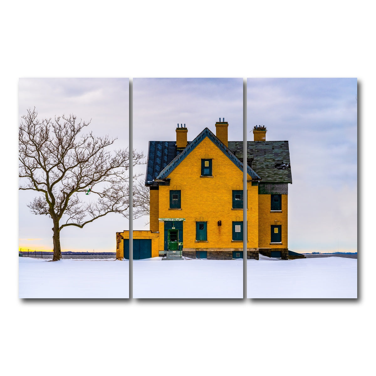 AUTO-MOCKUP WHITE | Officer's Row Yellow House | 3 Piece | Gallery Wrap Canvas | group=12x24