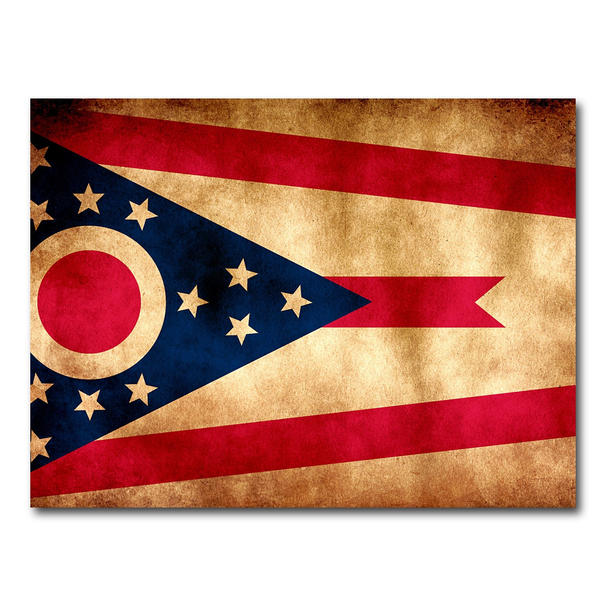 AUTO-MOCKUP WHITE | Ohio State Flag Grunge | 1 Piece | Gallery Wrap Canvas | group=4x3