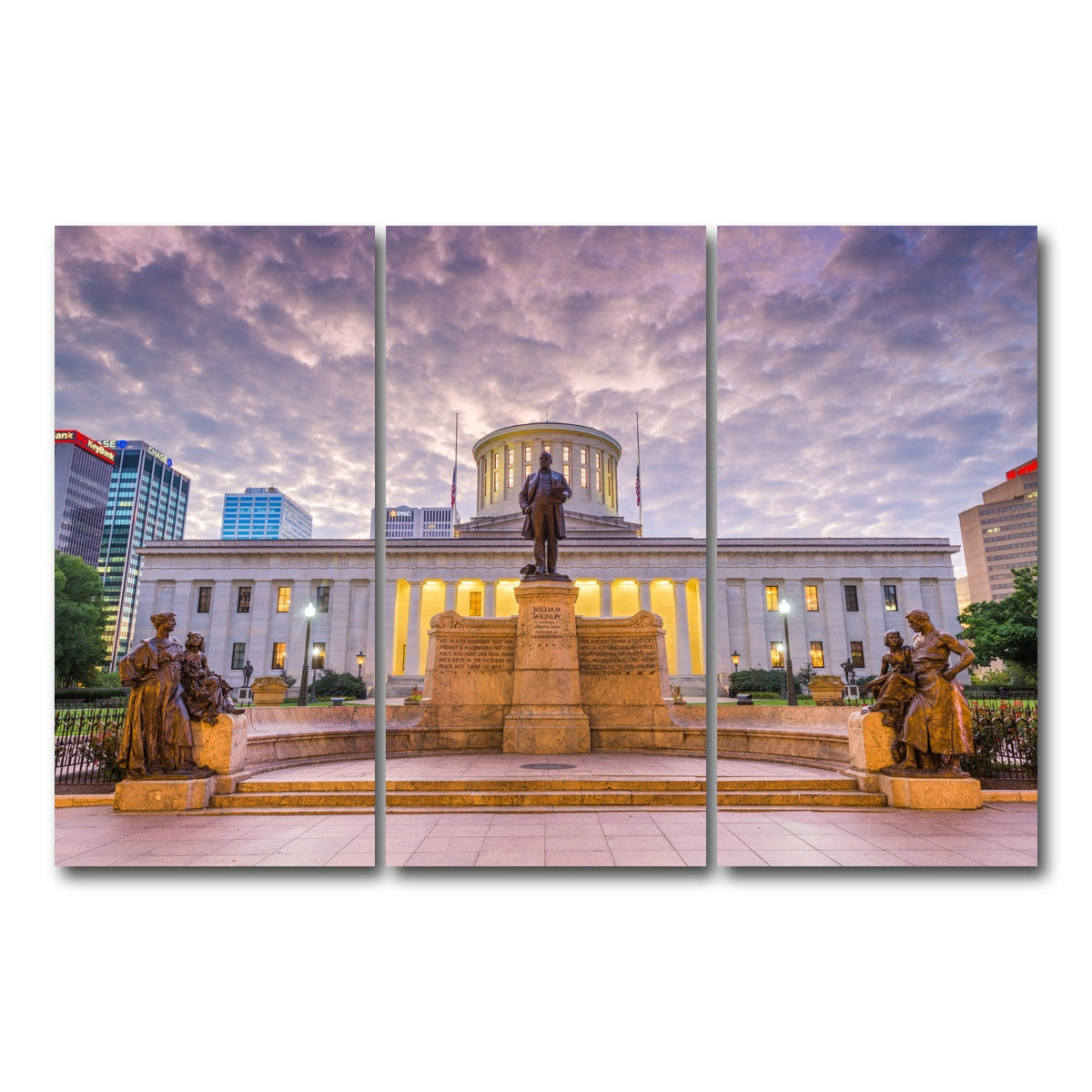AUTO-MOCKUP WHITE | Ohio Statehouse | 3 Piece | Gallery Wrap Canvas | group=12x24