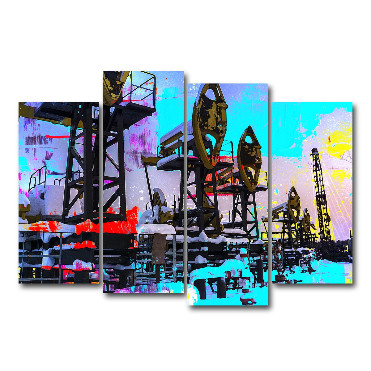 AUTO-MOCKUP WHITE | Oil Field | 4 Piece | Gallery Wrap Canvas | group=4_normal