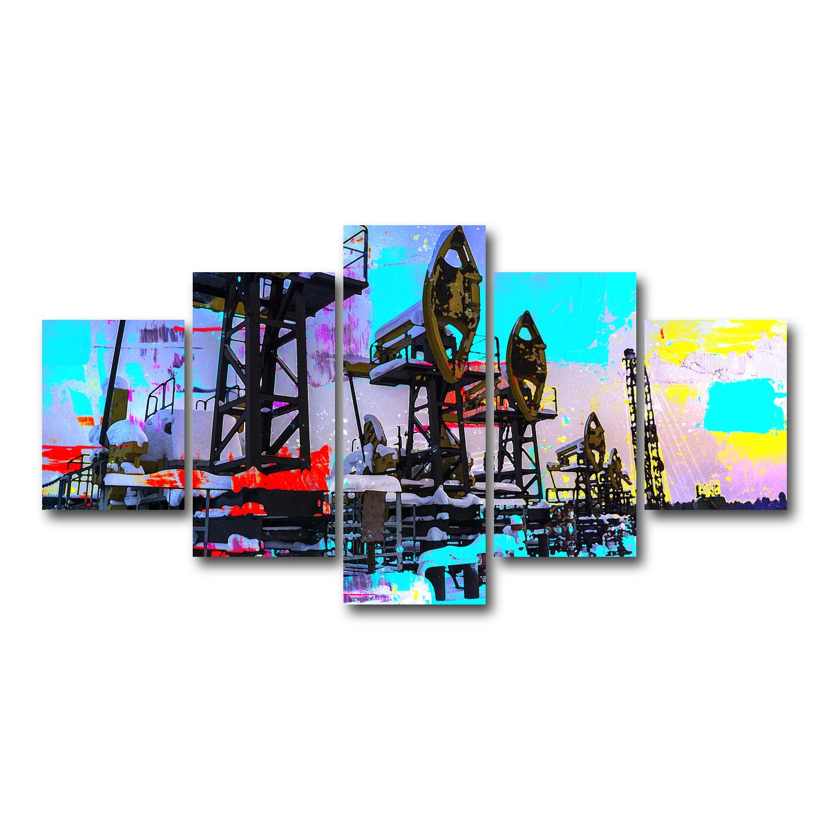 AUTO-MOCKUP WHITE | Oil Field | 5 Piece | Gallery Wrap Canvas | group=5_short