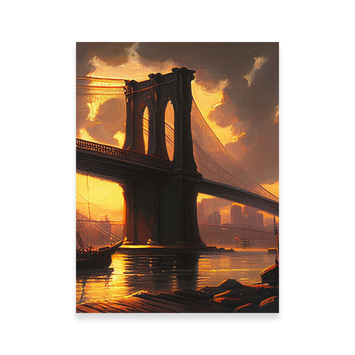 Old Brooklyn Bridge at Dusk Wall Art