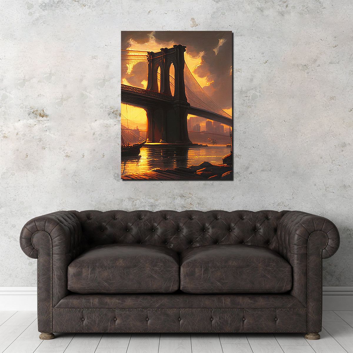 Old Brooklyn Bridge at Dusk Wall Art