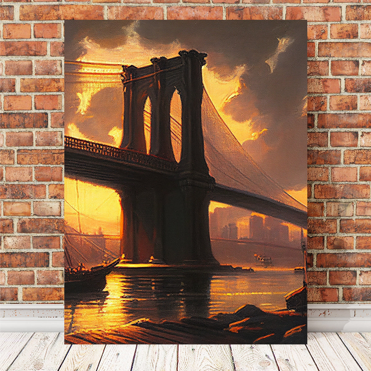 Old Brooklyn Bridge at Dusk Wall Art