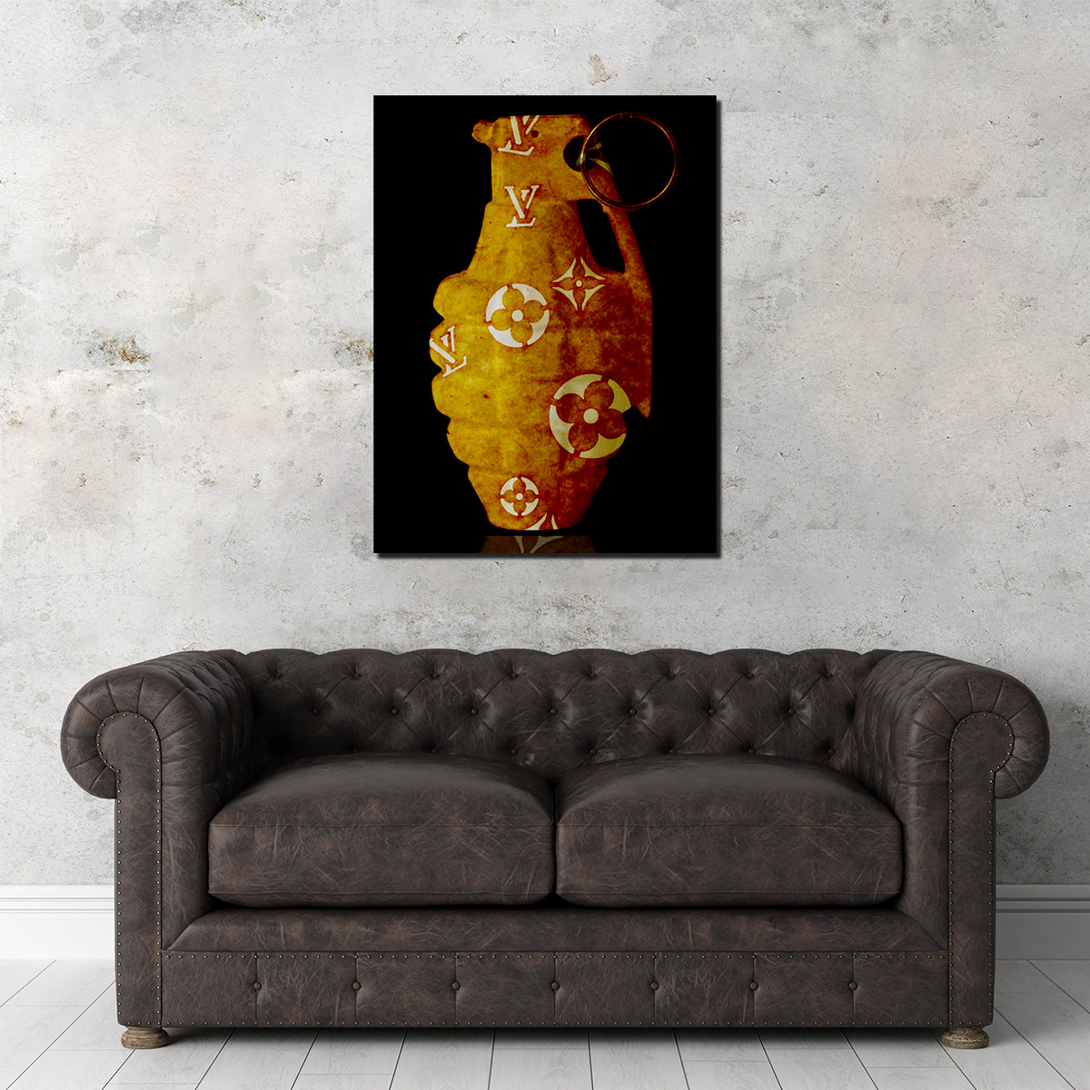 Old Gold LV Grenade Wall Art