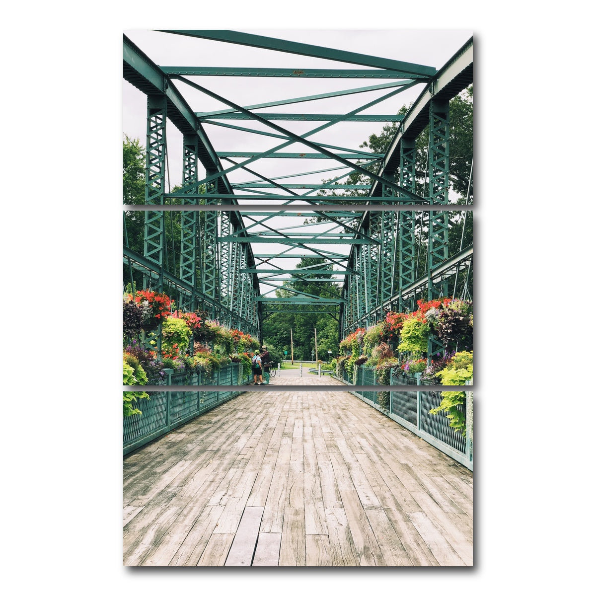 AUTO-MOCKUP WHITE | Old Drake Hill Flower Bridge | 3 Piece | Gallery Wrap Canvas | group=12x24_stacked