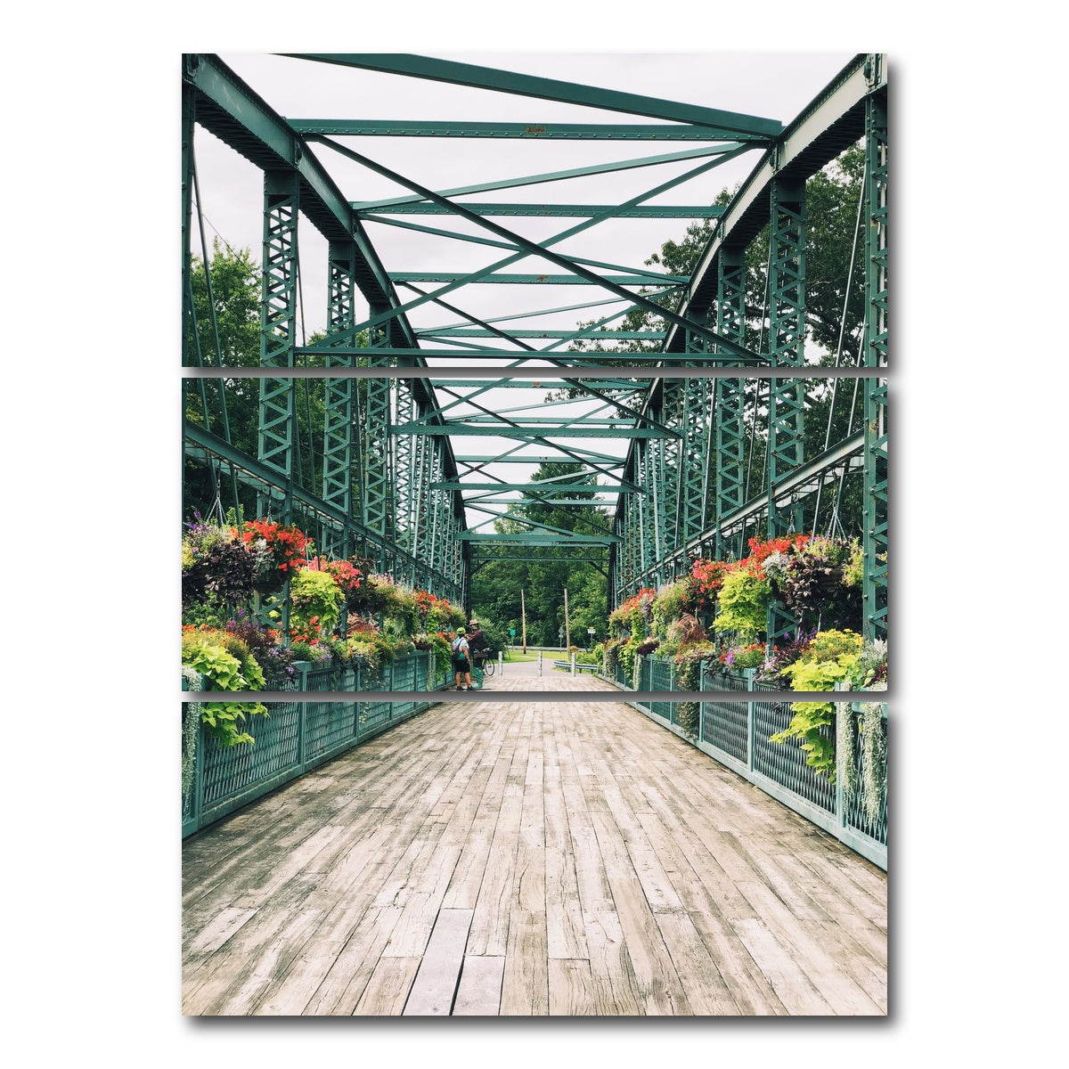 AUTO-MOCKUP WHITE | Old Drake Hill Flower Bridge | 3 Piece | Gallery Wrap Canvas | group=8x18_stacked