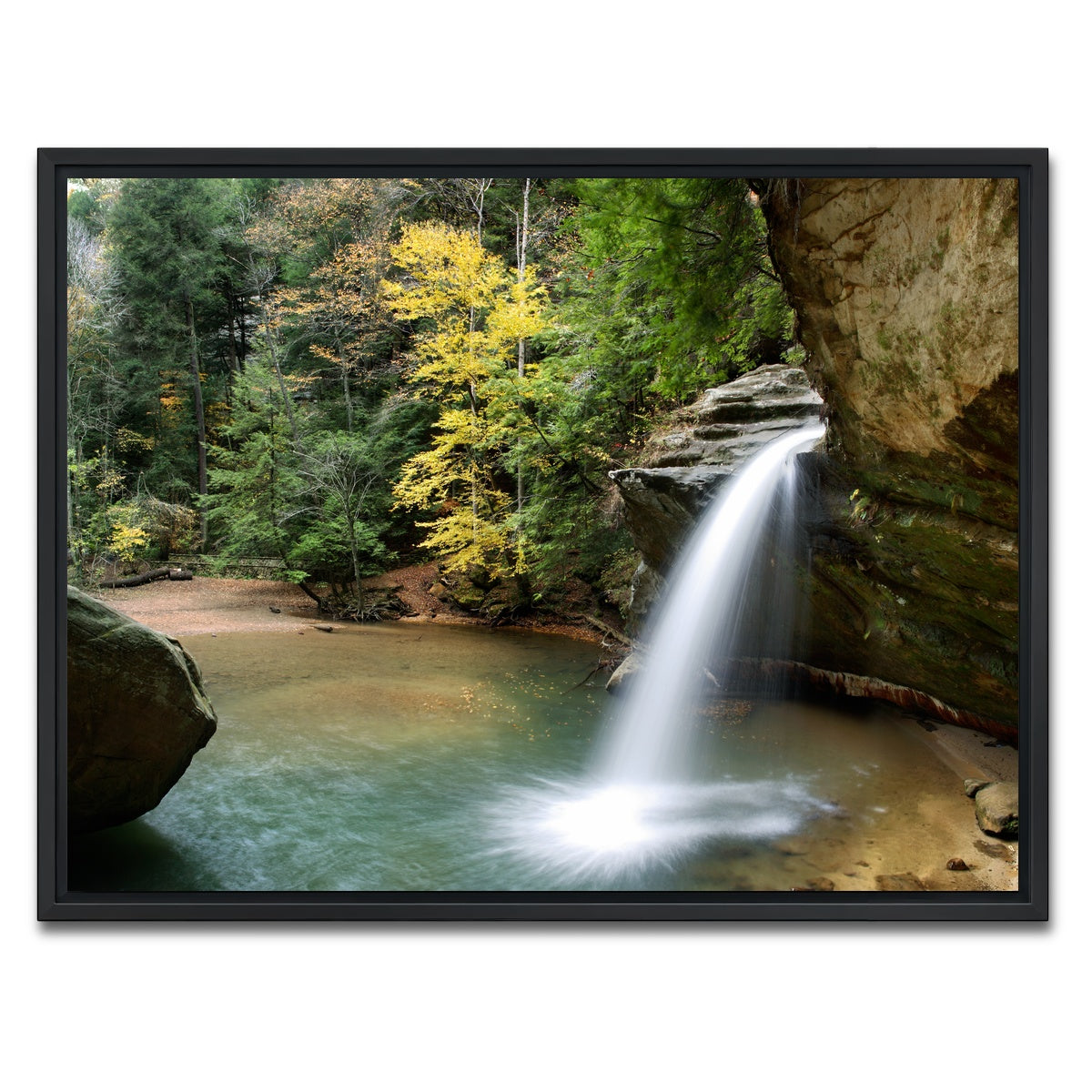 AUTO-MOCKUP WHITE | Old Man's Cave Lower Falls | 1 Piece | Black Framed Canvas | group=4x3
