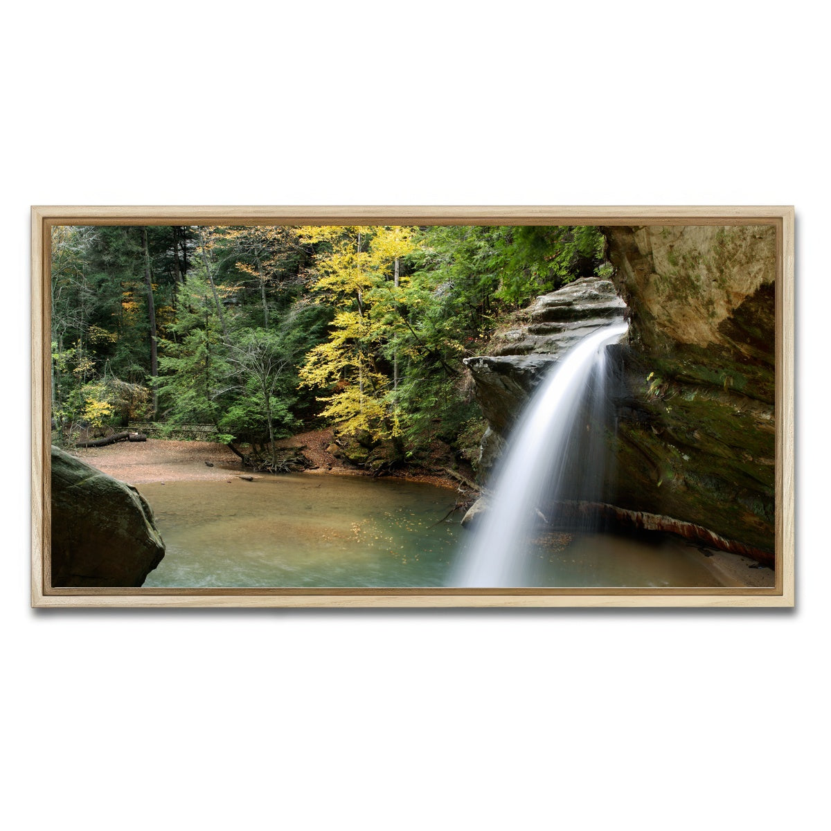 AUTO-MOCKUP WHITE | Old Man's Cave Lower Falls | 1 Piece | Natural Framed Canvas | group=2x1