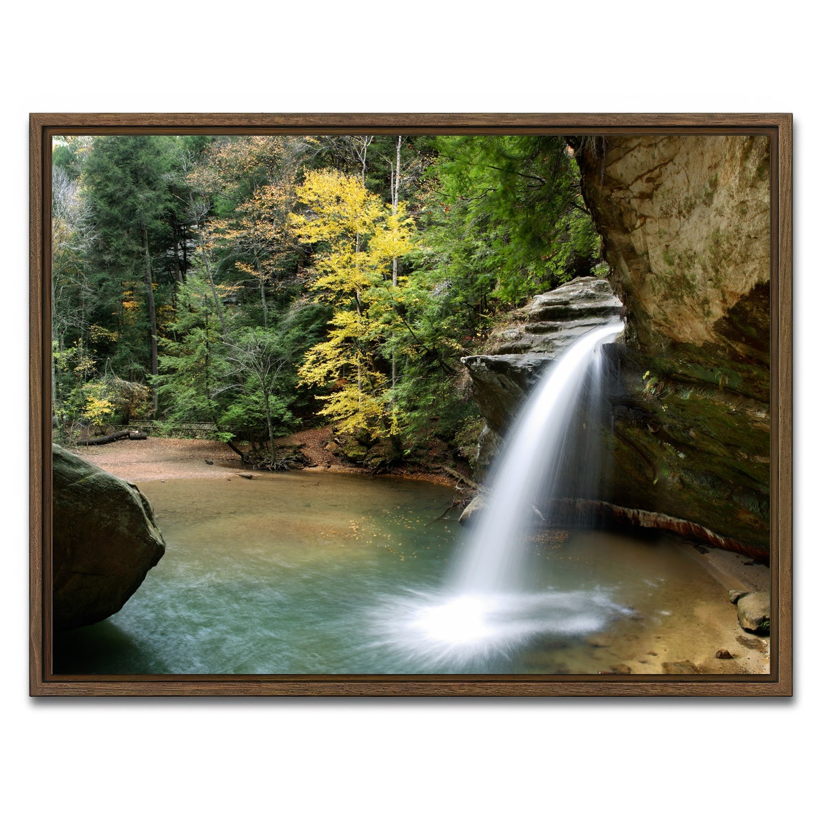 AUTO-MOCKUP WHITE | Old Man's Cave Lower Falls | 1 Piece | Walnut Framed Canvas | group=4x3