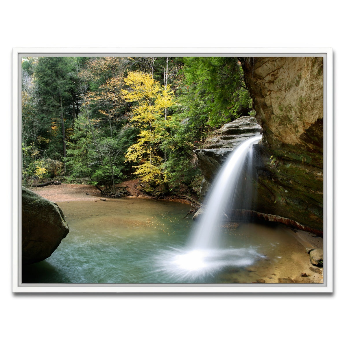 AUTO-MOCKUP WHITE | Old Man's Cave Lower Falls | 1 Piece | White Framed Canvas | group=4x3