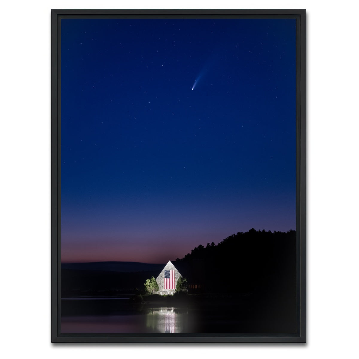 AUTO-MOCKUP WHITE | Old Stone Church and Neowise | 1 Piece | Black Framed Canvas | group=3x4
