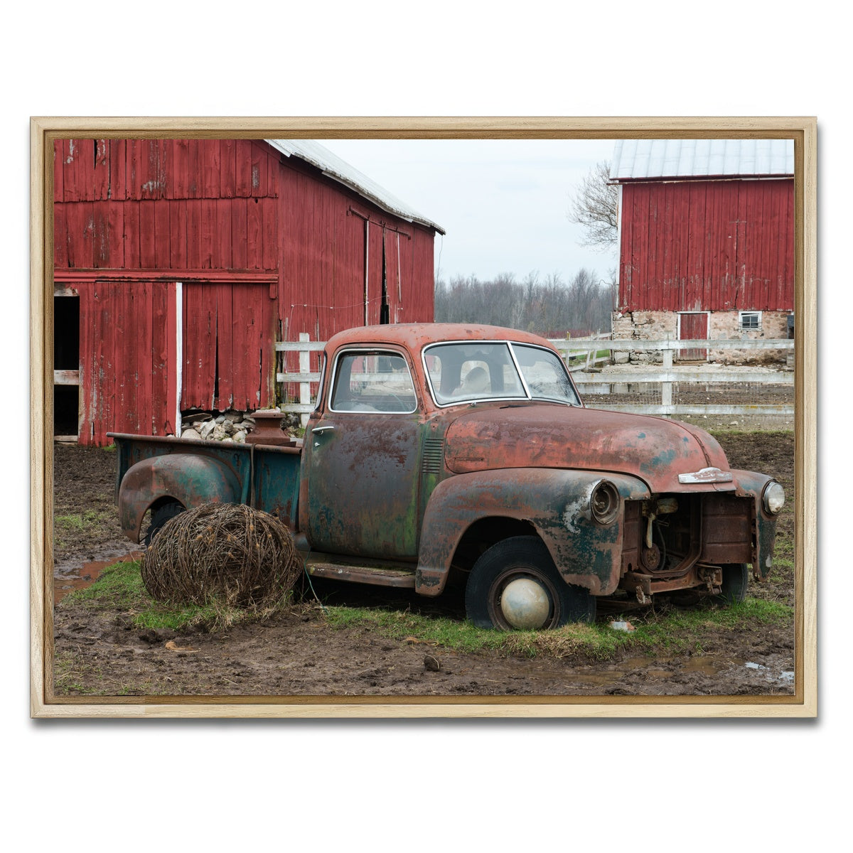 AUTO-MOCKUP WHITE | Old Wisconsin Dairy Farm Truck | 1 Piece | Natural Framed Canvas | group=4x3