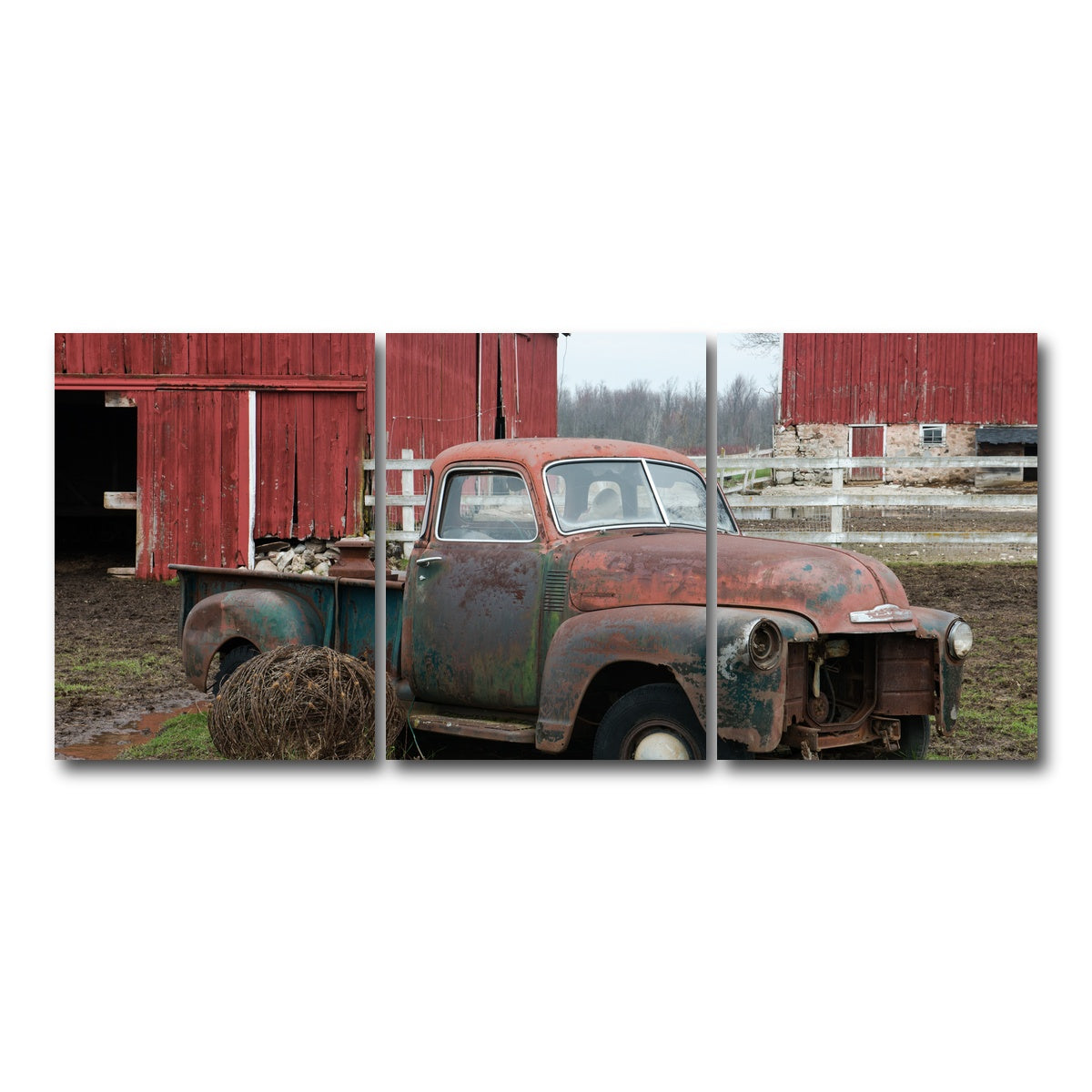 AUTO-MOCKUP WHITE | Old Wisconsin Dairy Farm Truck | 3 Piece | Gallery Wrap Canvas | group=18x24