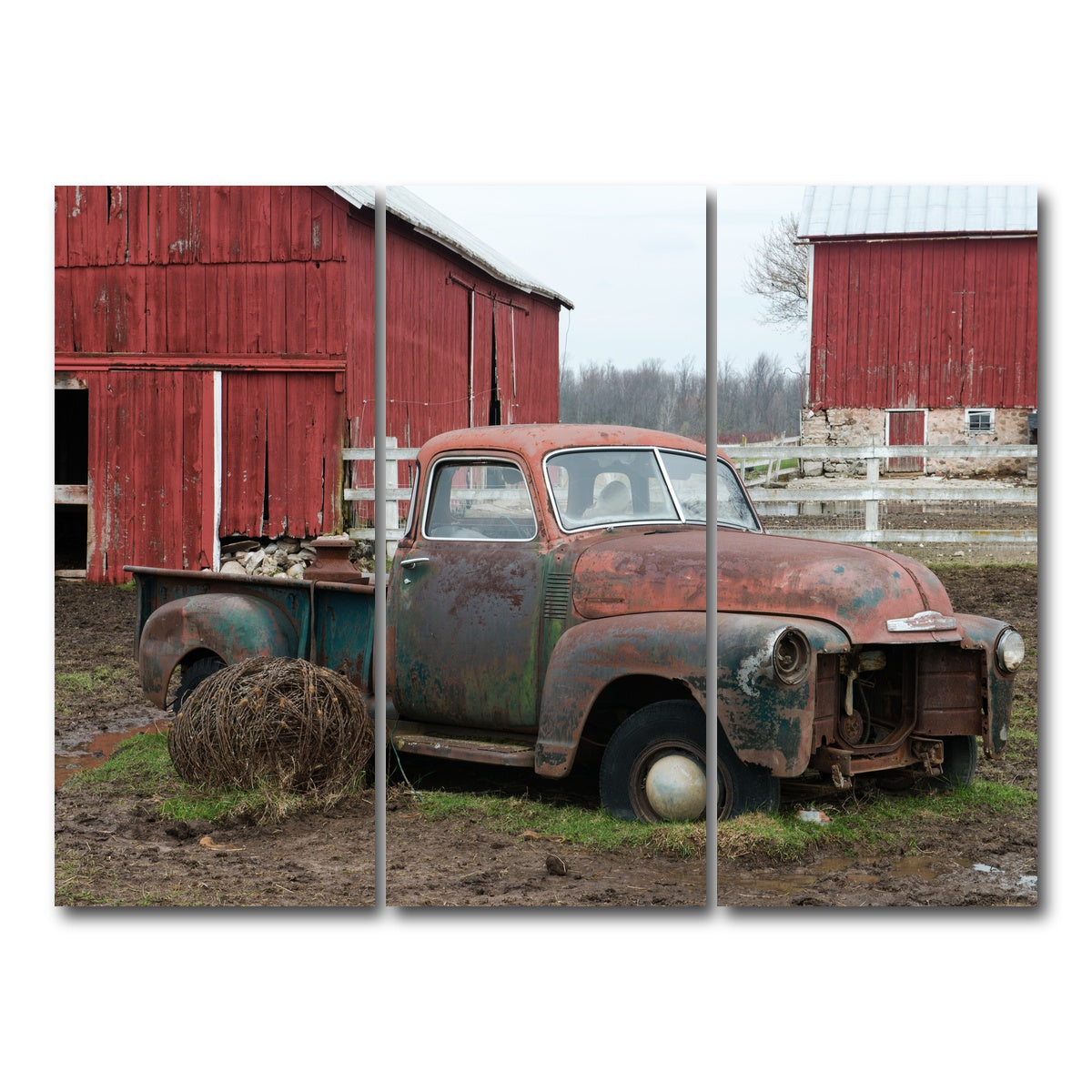 AUTO-MOCKUP WHITE | Old Wisconsin Dairy Farm Truck | 3 Piece | Gallery Wrap Canvas | group=8x18
