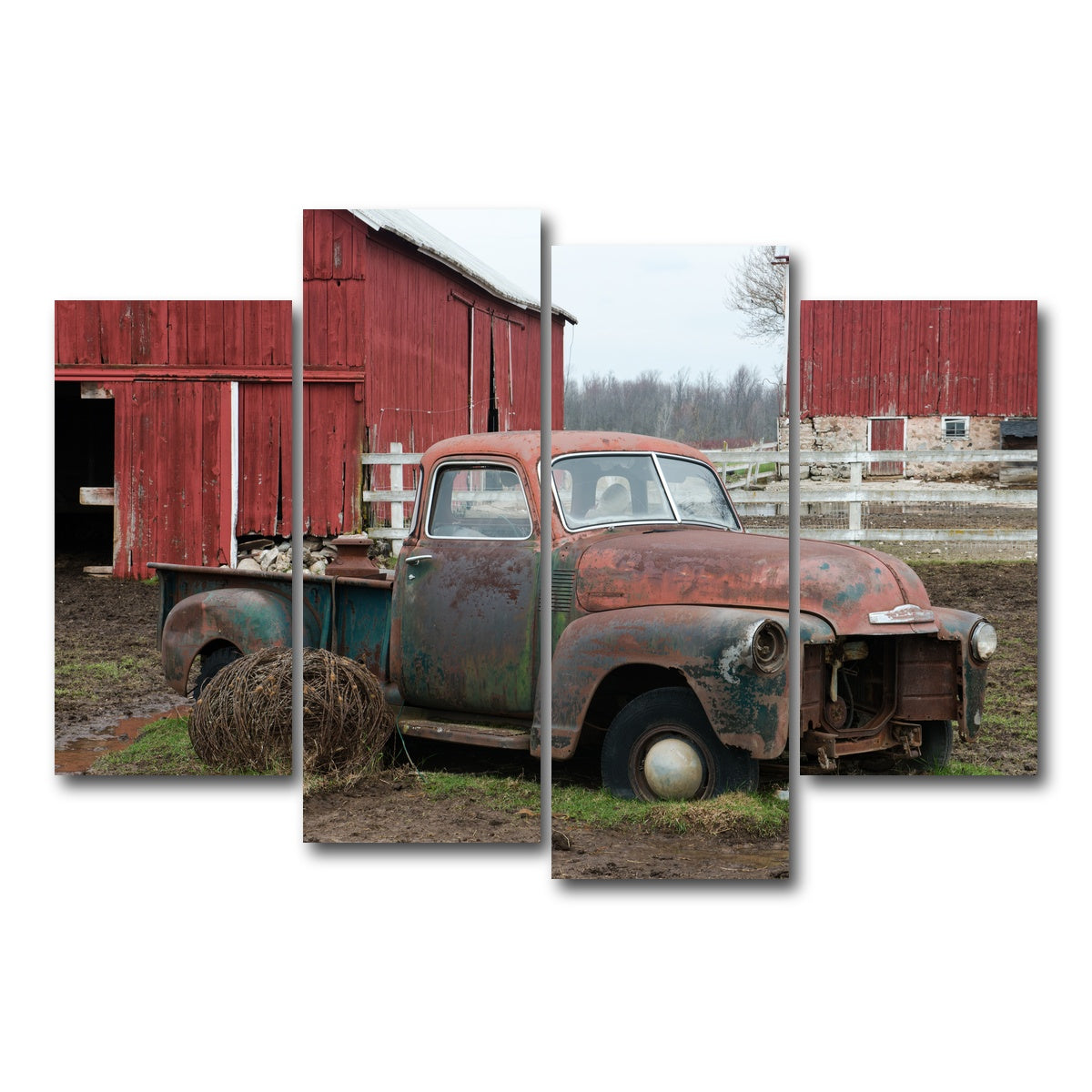 AUTO-MOCKUP WHITE | Old Wisconsin Dairy Farm Truck | 4 Piece | Gallery Wrap Canvas | group=4_short