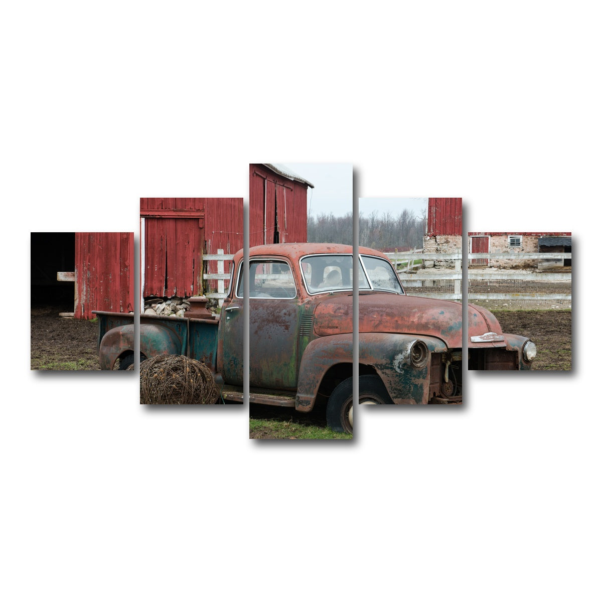 AUTO-MOCKUP WHITE | Old Wisconsin Dairy Farm Truck | 5 Piece | Gallery Wrap Canvas | group=5_short