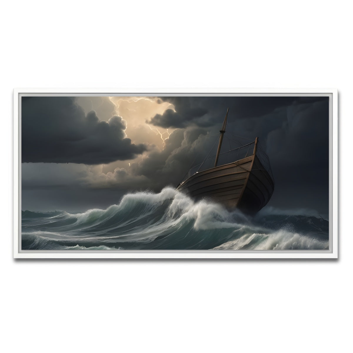AUTO-MOCKUP WHITE | Old Wooden Ship | 1 Piece | White Framed Canvas | group=2x1