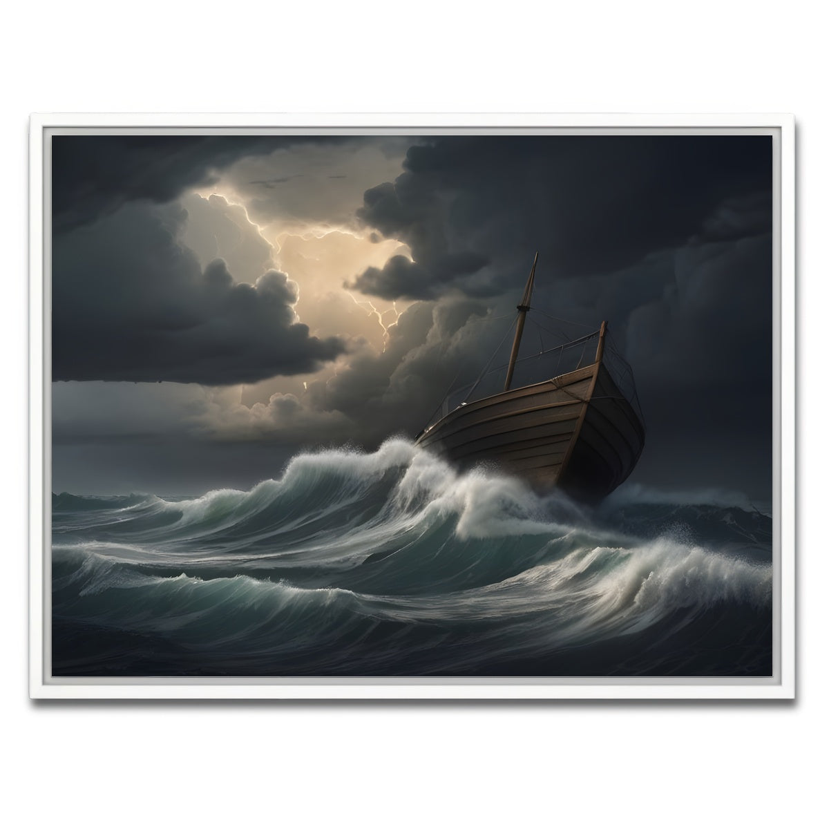 AUTO-MOCKUP WHITE | Old Wooden Ship | 1 Piece | White Framed Canvas | group=4x3