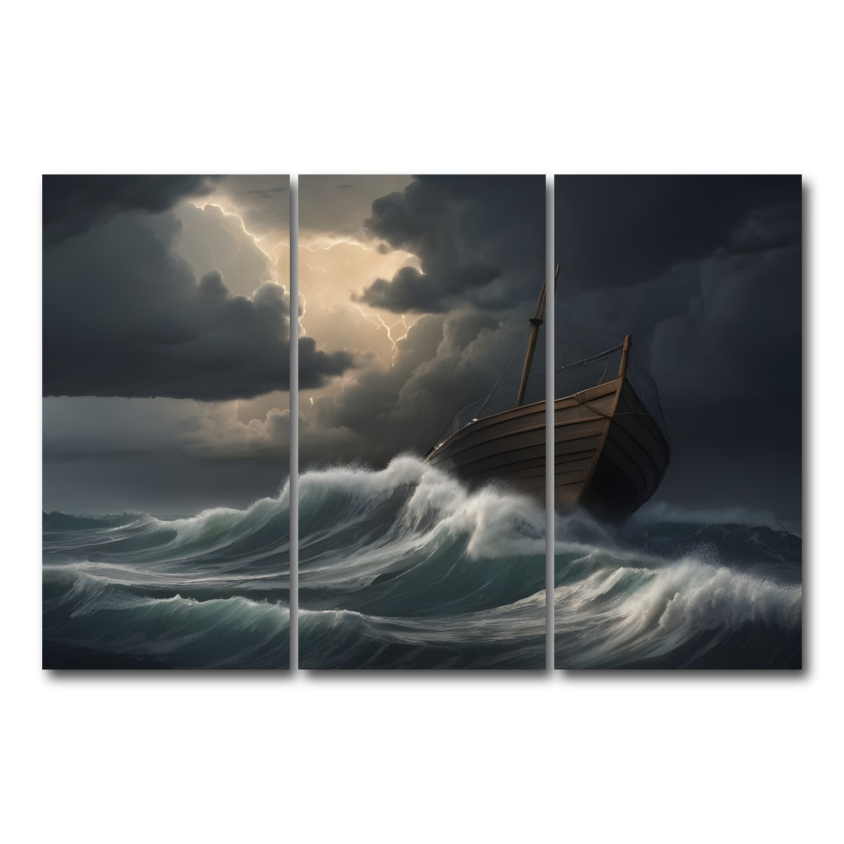 AUTO-MOCKUP WHITE | Old Wooden Ship | 3 Piece | Gallery Wrap Canvas | group=12x24