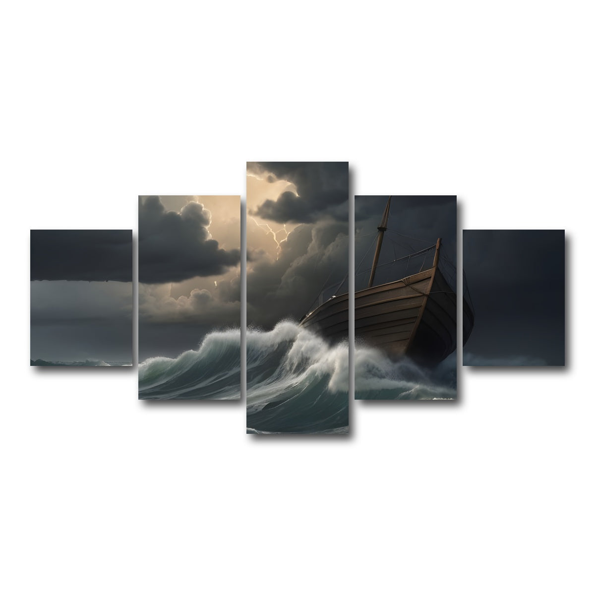 AUTO-MOCKUP WHITE | Old Wooden Ship | 5 Piece | Gallery Wrap Canvas | group=5_short