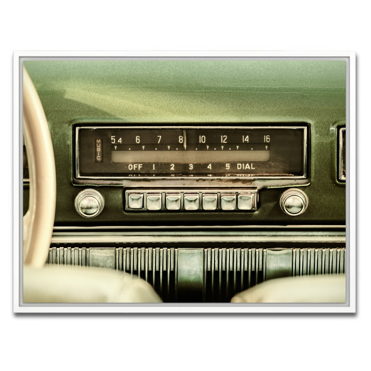 AUTO-MOCKUP WHITE | Old car radio | 1 Piece | White Framed Canvas | group=4x3