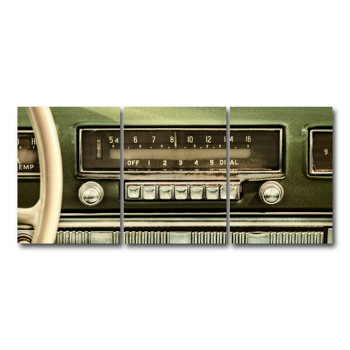 AUTO-MOCKUP WHITE | Old car radio | 3 Piece | Gallery Wrap Canvas | group=18x24